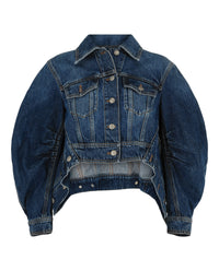 Alexander McQueen Womens Cropped Cocoon Sleeve Denim Jacket