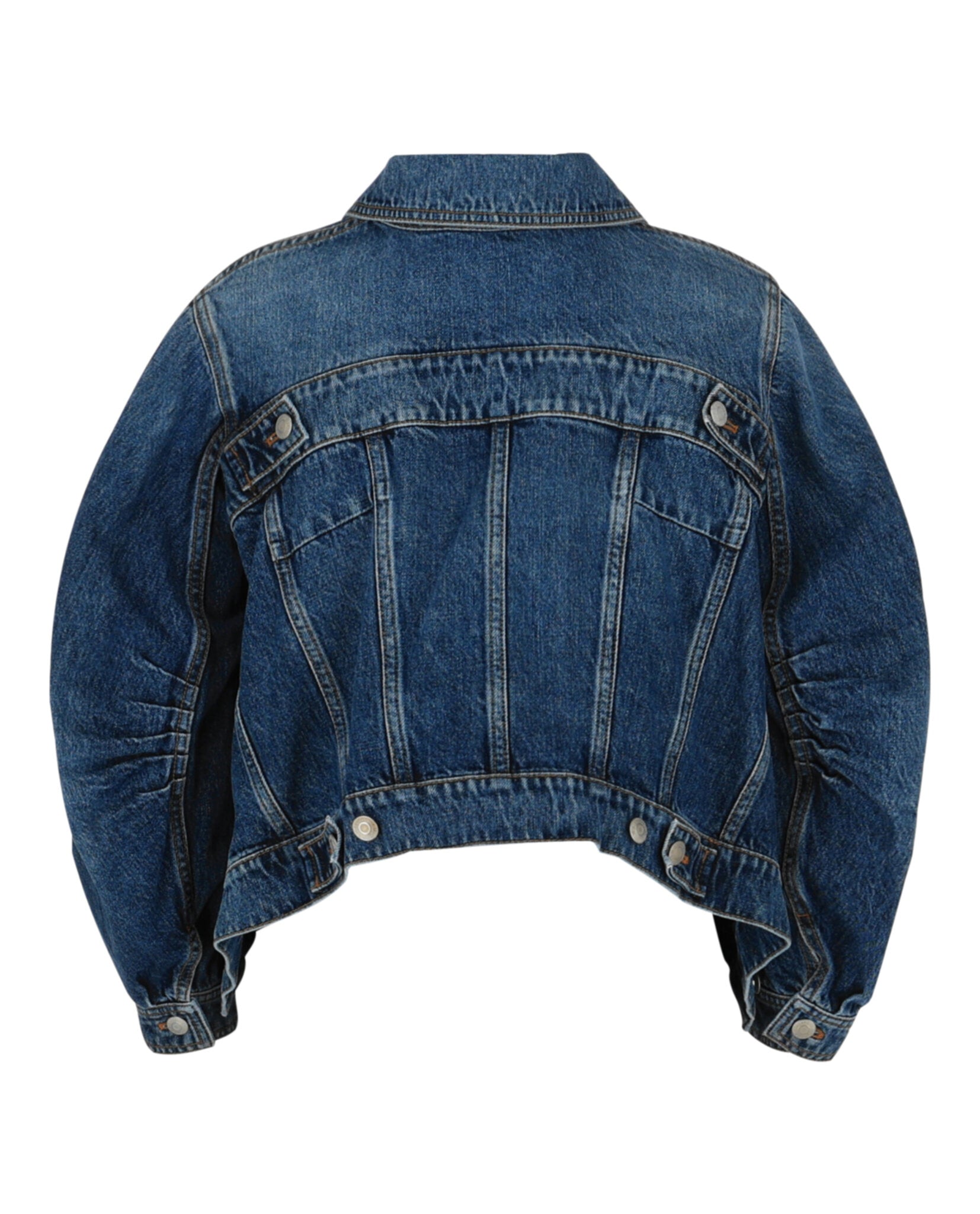 Alexander McQueen Womens Cropped Cocoon Sleeve Denim Jacket