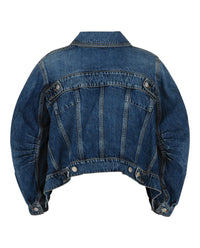 Alexander McQueen Womens Cropped Cocoon Sleeve Denim Jacket