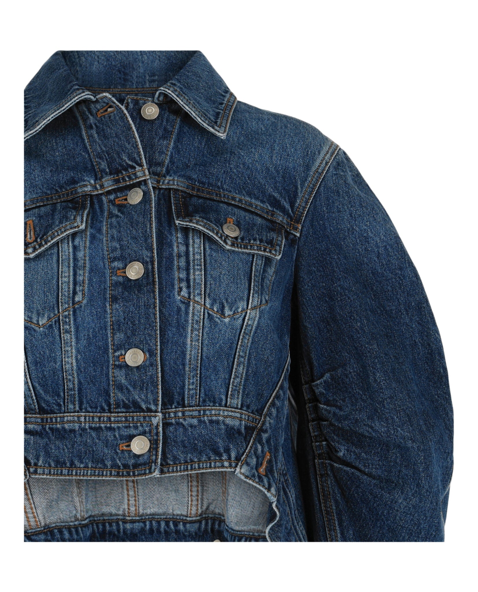 Alexander McQueen Womens Cropped Cocoon Sleeve Denim Jacket