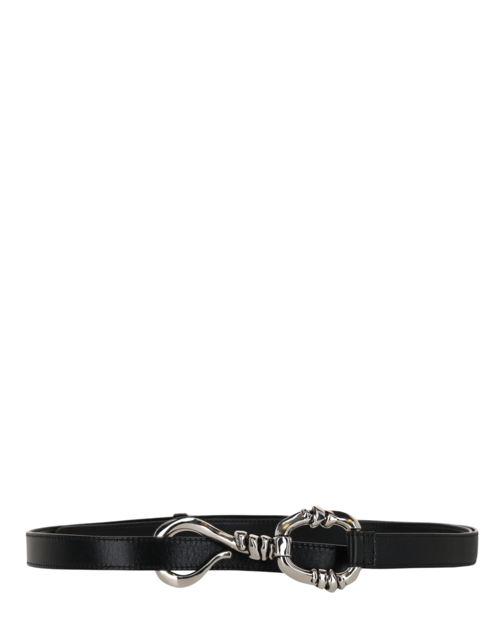 Alexander McQueen Womens Hook-Embellished Leather Belt Black