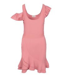 Alexander McQueen Womens Compact Knit Mini Ruffle Dress Pink