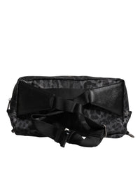 Dolce & Gabbana Black Gray Leopard DG Logo Belt Waist Fanny Pack Men's Bag