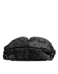 Dolce & Gabbana Black Gray Leopard DG Logo Belt Waist Fanny Pack Men's Bag