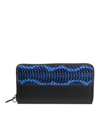 Dolce & Gabbana Dolce & Gabbana Black Blue Exotic Leather Embossed Continental Men's Wallet