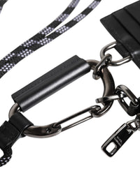 Dolce & Gabbana Dolce & Gabbana Black Leather Lanyard Zip Around Card Holder Men's Wallet