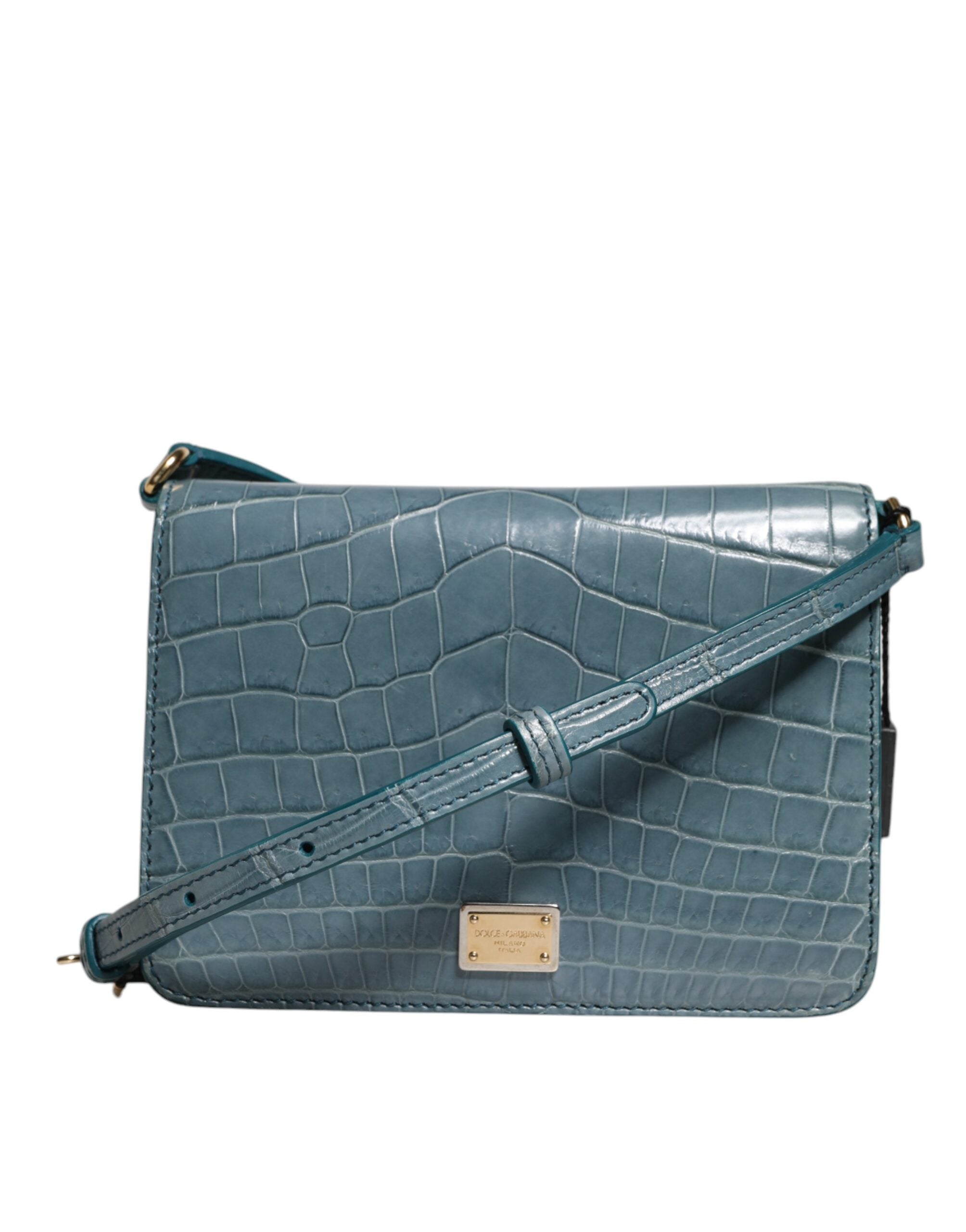 Dolce & Gabbana Green Exotic Leather DG Plaque Crossbody Mini Women's Bag