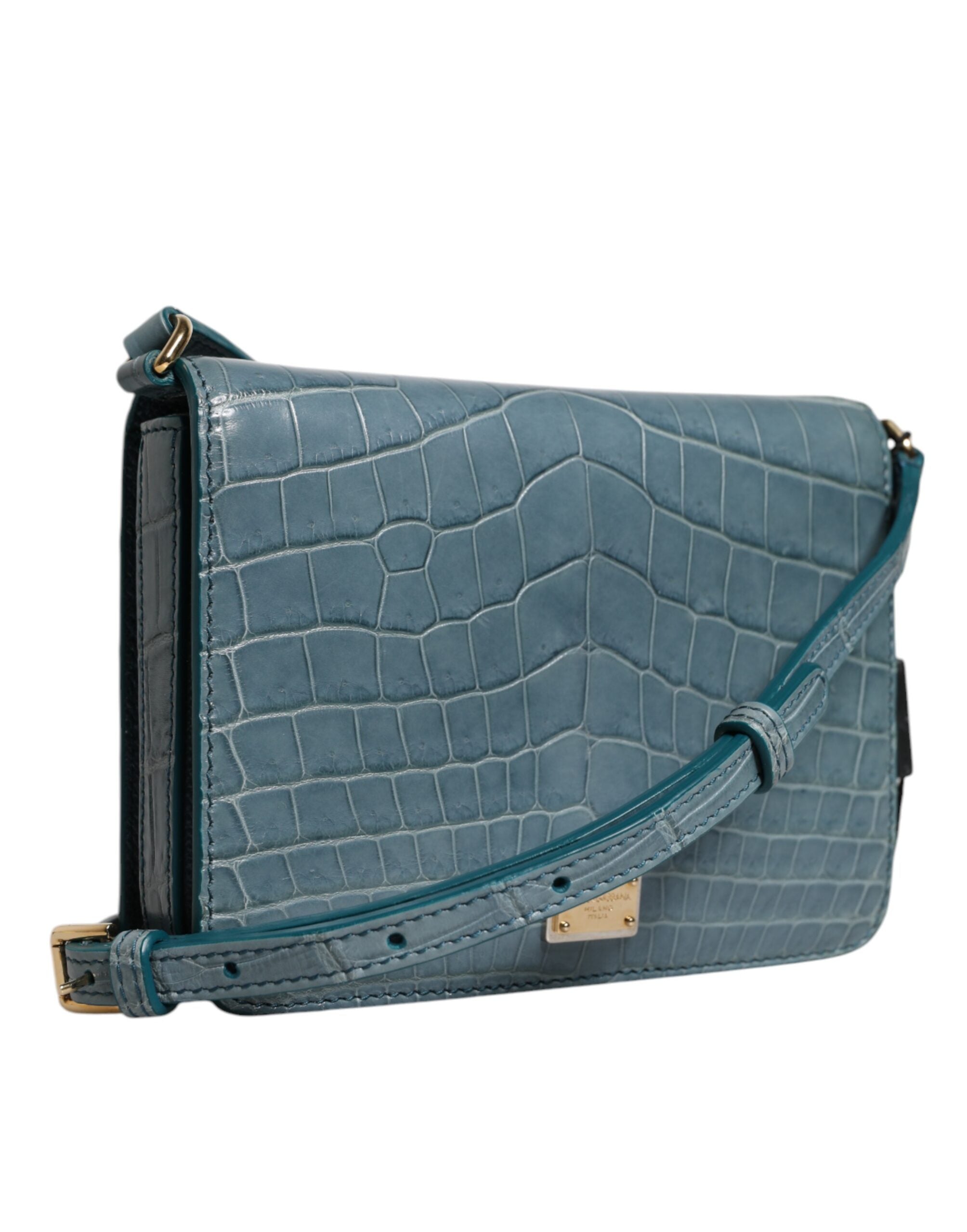 Dolce & Gabbana Green Exotic Leather DG Plaque Crossbody Mini Women's Bag