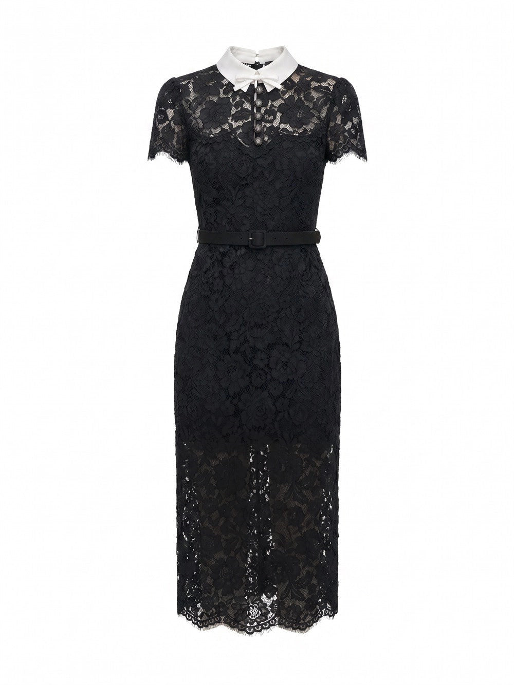 Self-portrait Self-Portrait Women Lace Contrast Collar Midi Dress