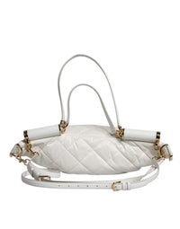 Dolce & Gabbana White Quilted Logo Plaque Belt Waist Fanny Pack Women's Bag