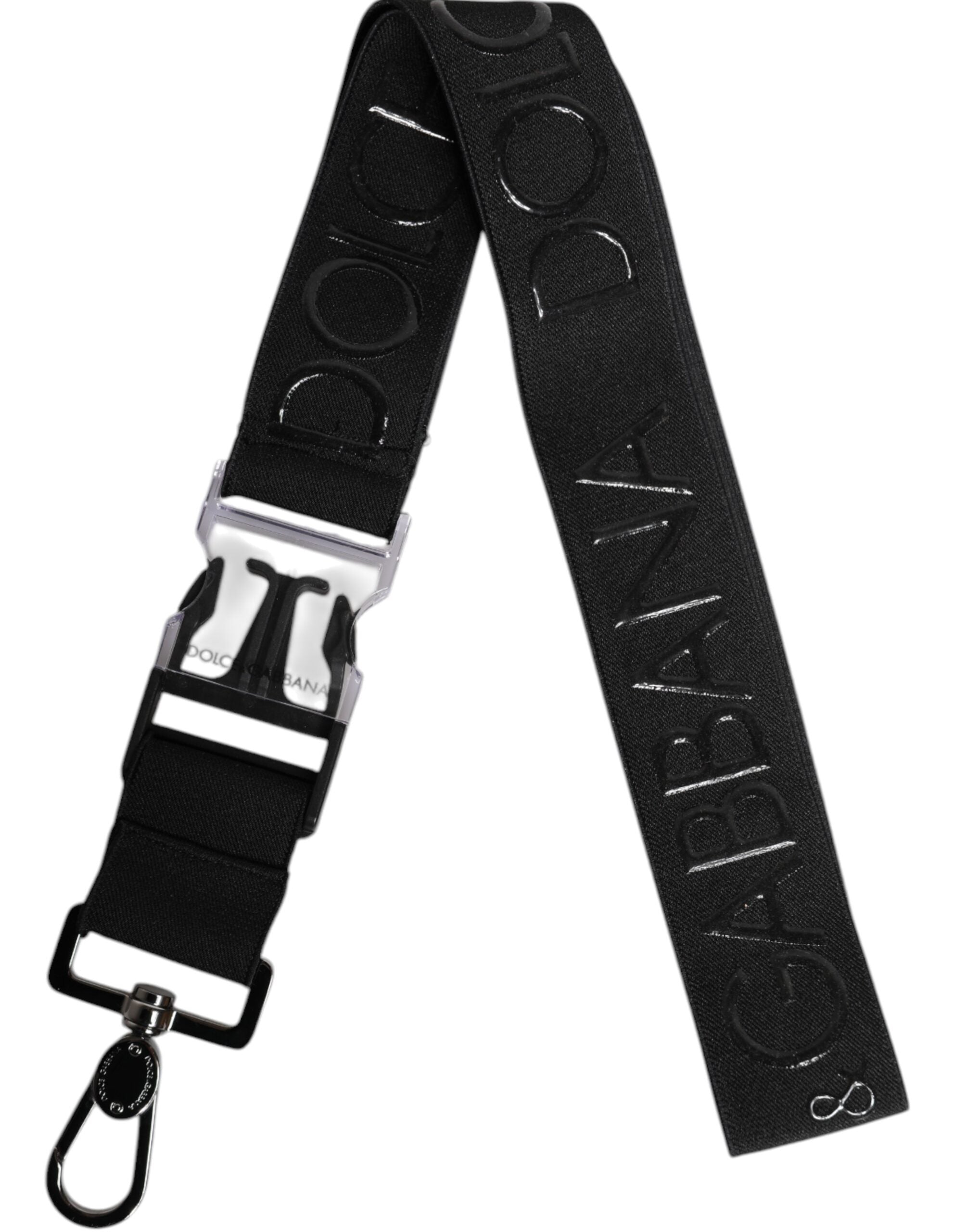 Dolce & Gabbana Dolce & Gabbana Black Stretch Polyester Rubberised DG Logo Men's Keychain