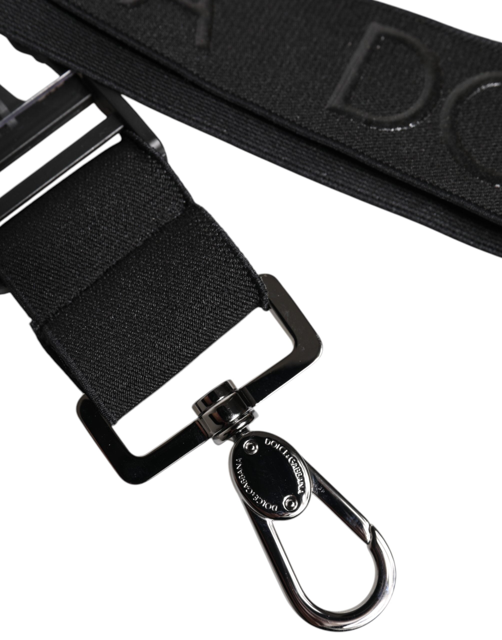 Dolce & Gabbana Dolce & Gabbana Black Stretch Polyester Rubberised DG Logo Men's Keychain