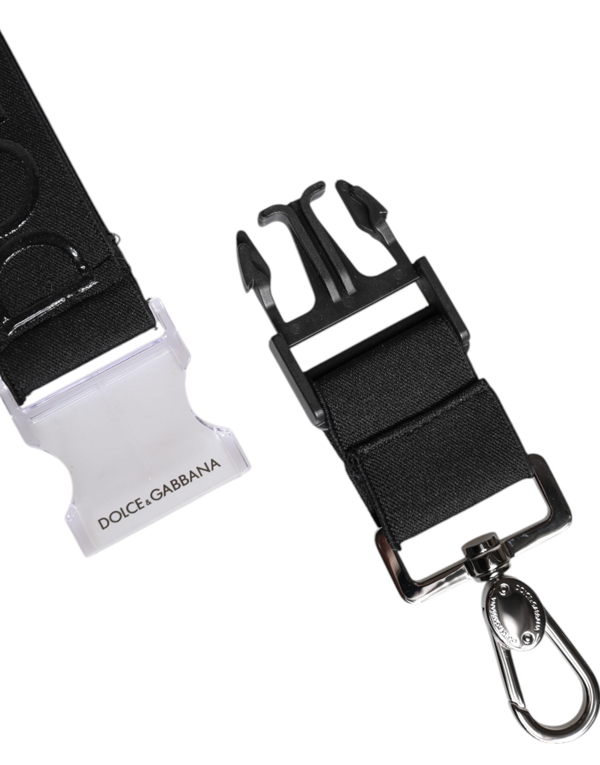 Dolce & Gabbana Dolce & Gabbana Black Stretch Polyester Rubberised DG Logo Men's Keychain