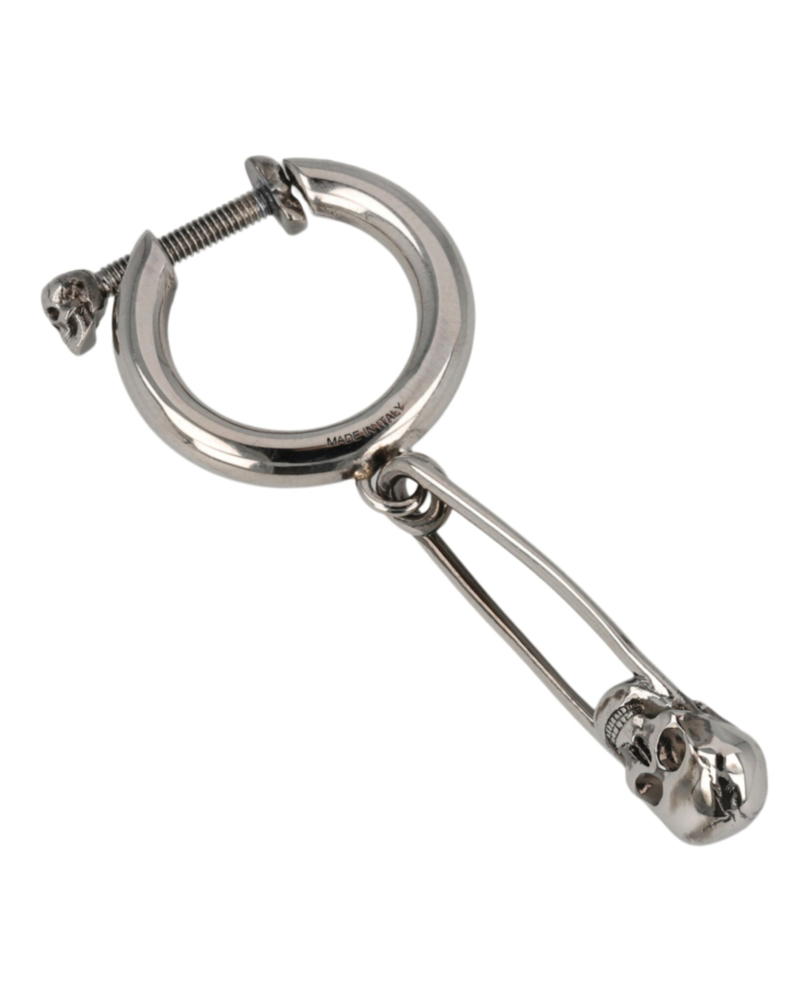Alexander McQueen Mens Skull Safety Pin Single Earring
