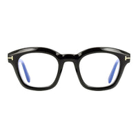 Tom Ford Eyeglasses Oval Full Rim, Shiny Black Frame and Clear Blue Light Block Lens FT5961-B001