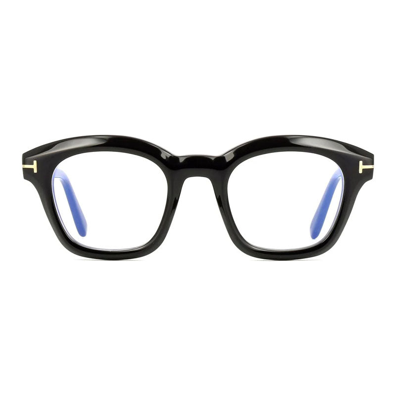 Tom Ford Eyeglasses Oval Full Rim, Shiny Black Frame and Clear Blue Light Block Lens FT5961-B001