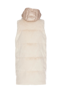 Herno Woman's Zip-Up Faux Fur Hooded Gilet Beige