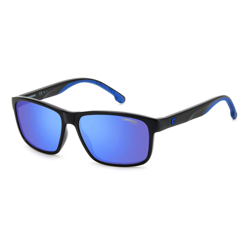 Carrera Carrera Sunglasses Square Full Rim, Black/Blue Frame and Blue Multilayer Mirror Lens CARRERA2047T/S0D51Z0