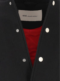 Ami Ami Men Padded Wool And Leather Teddy Jacket