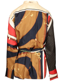 Celine Women Loose-Fitting Shirt In Printed Silk Twill