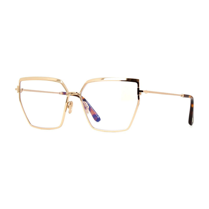 Tom Ford Eyeglasses Butterfly Full Rim, Shiny Palladium Frame and Clear Blue Light Block Lens FT5946-B016
