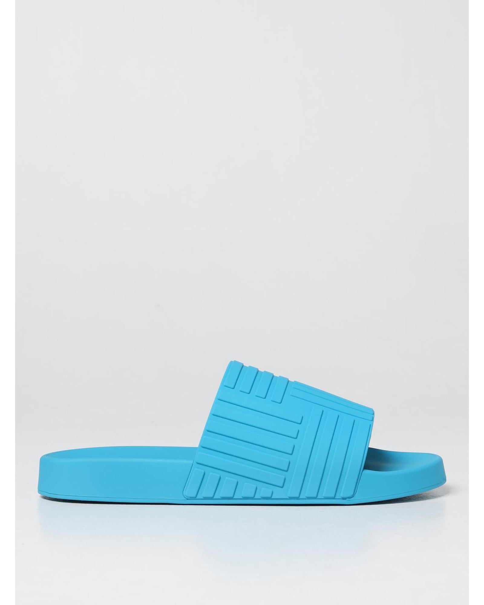 Bottega Veneta Pool Slides Rubber Casual Slides Men Turquoise Sandals 6 Turquoise