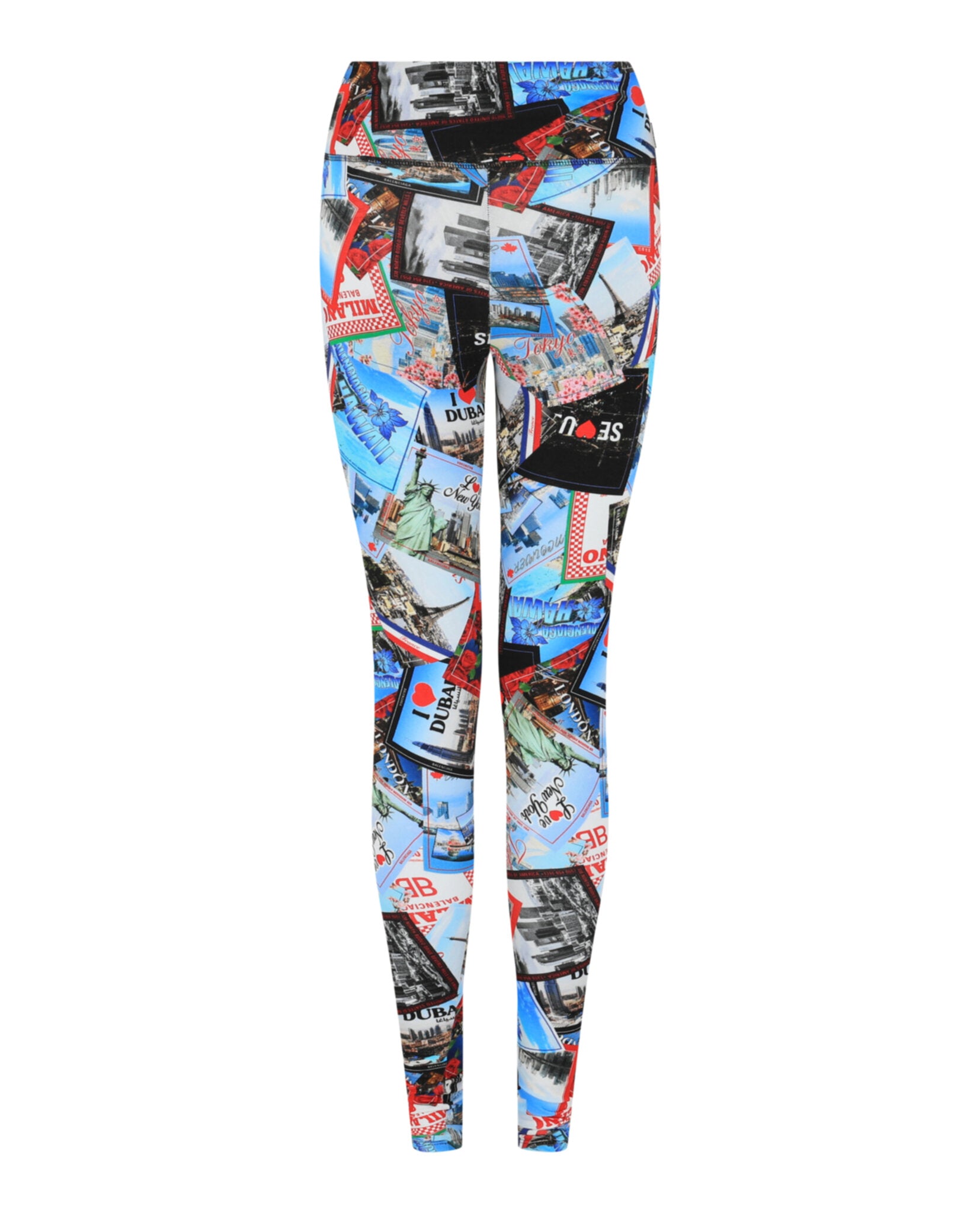 Balenciaga Womens Allover Cities High-Rise Leggings