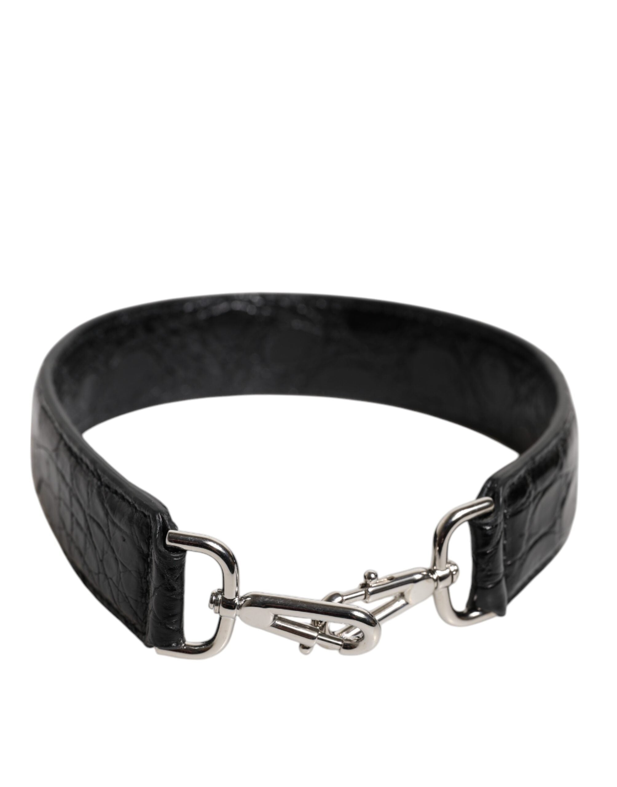 Dolce & Gabbana Dolce & Gabbana Black Alligator Leather Bag Shoulder Women's Strap