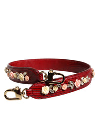 Dolce & Gabbana Dolce & Gabbana Red Leather Floral Embellish Bag Shoulder Women's Strap