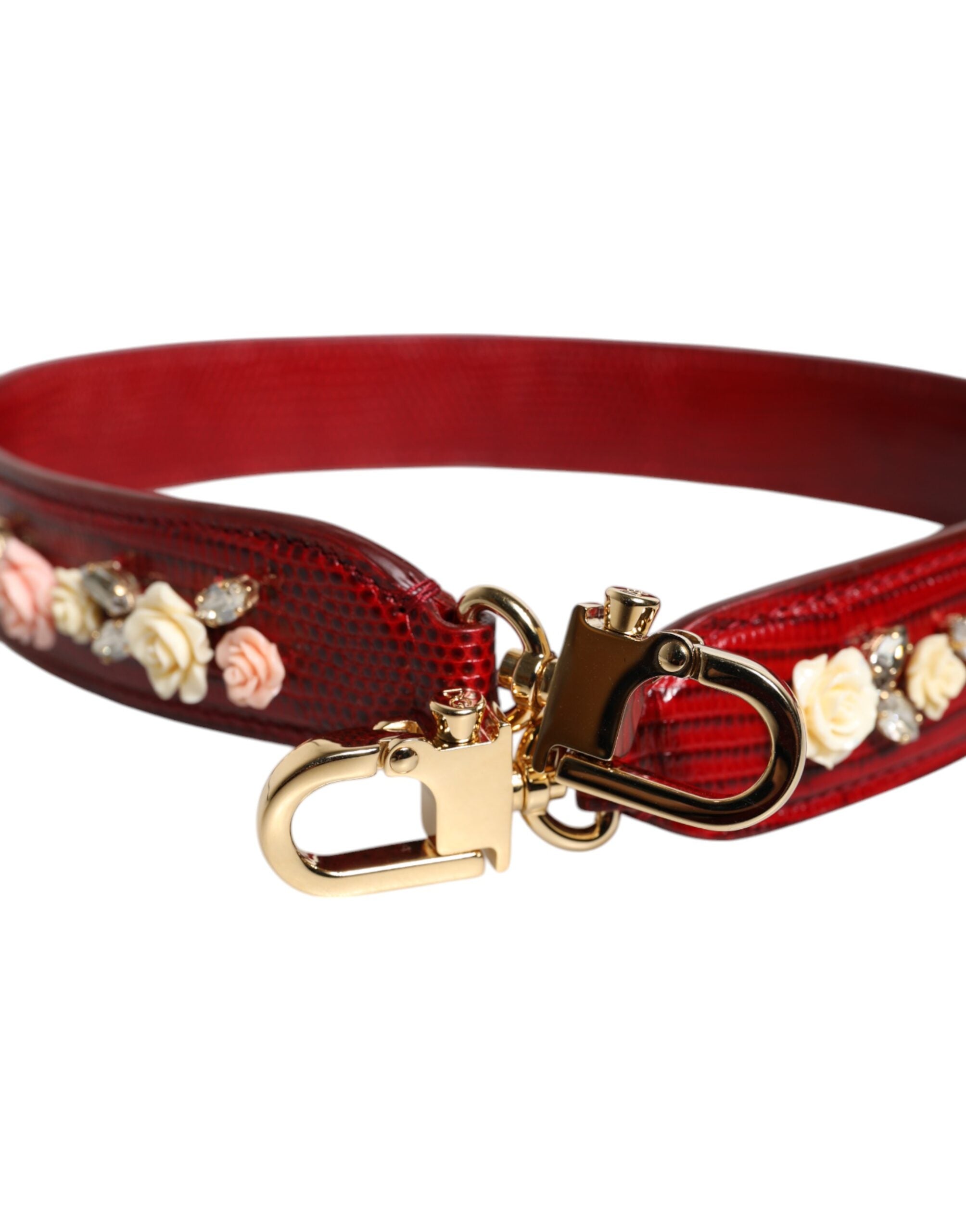 Dolce & Gabbana Dolce & Gabbana Red Leather Floral Embellish Bag Shoulder Women's Strap