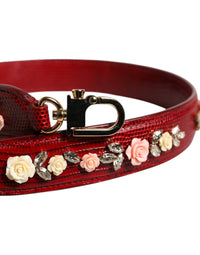 Dolce & Gabbana Dolce & Gabbana Red Leather Floral Embellish Bag Shoulder Women's Strap