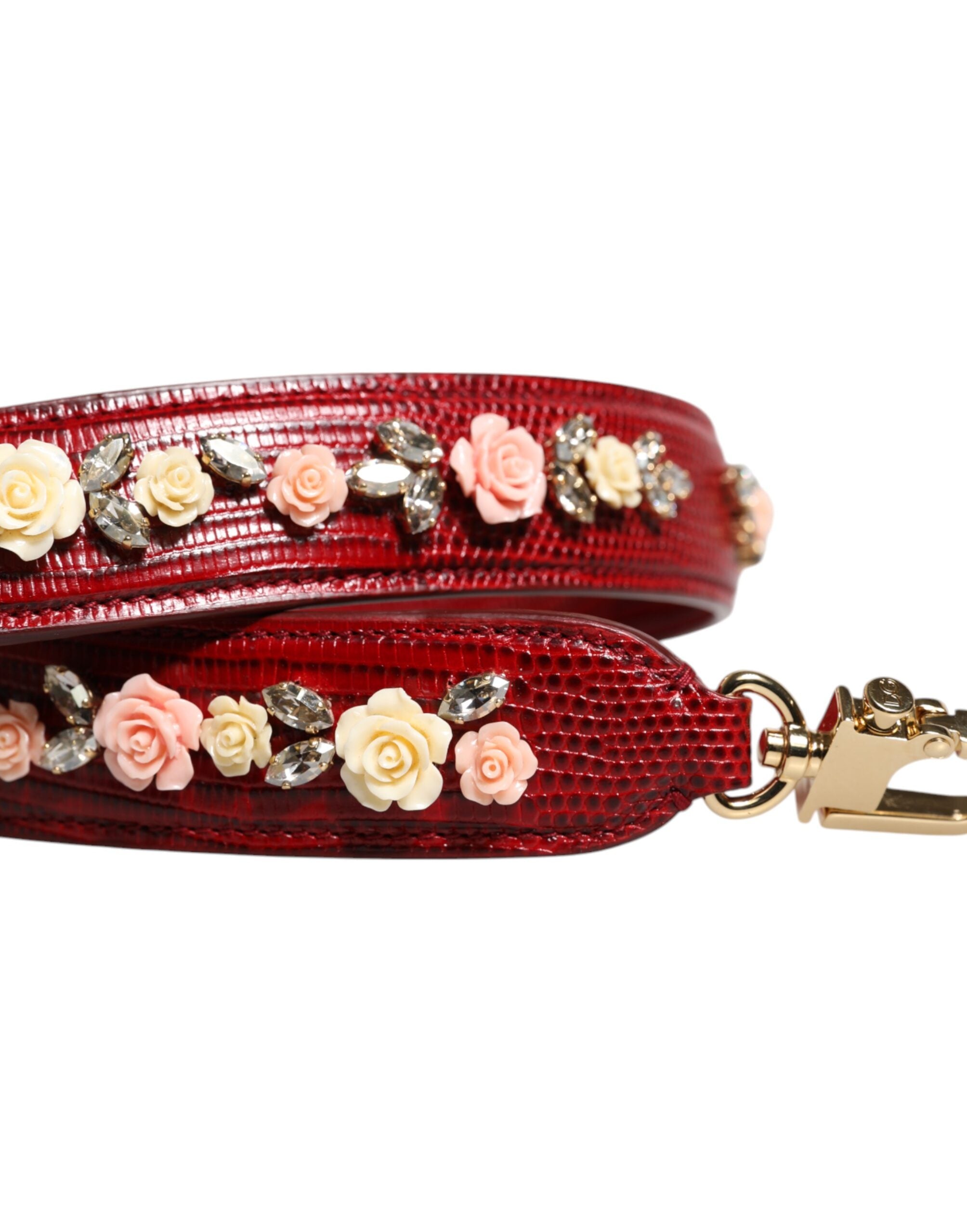 Dolce & Gabbana Dolce & Gabbana Red Leather Floral Embellish Bag Shoulder Women's Strap