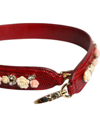 Dolce & Gabbana Dolce & Gabbana Red Leather Floral Embellish Bag Shoulder Women's Strap