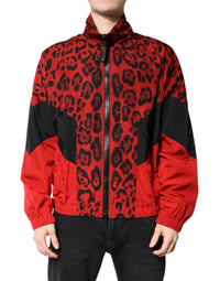 Dolce & Gabbana Red Leopard Nylon Bomber Full Zip Men's Jacket