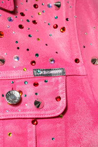 Dolce & Gabbana Dolce & Gabbana Pink Crystal Embellished Cotton Denim Men's Jacket