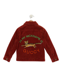 Gucci Boys Embroidered Corduroy Trucker Jacket