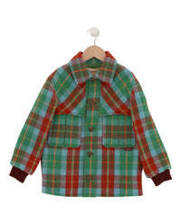 Gucci Boys Plaid Print Wool Blend Jacket Multi