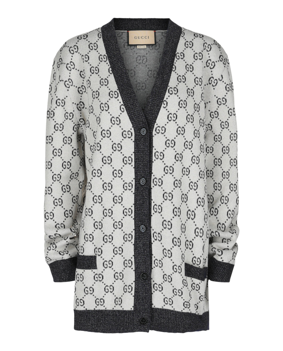 Gucci Gucci Womens GG Cotton Jacquard V-Neck Cardigan