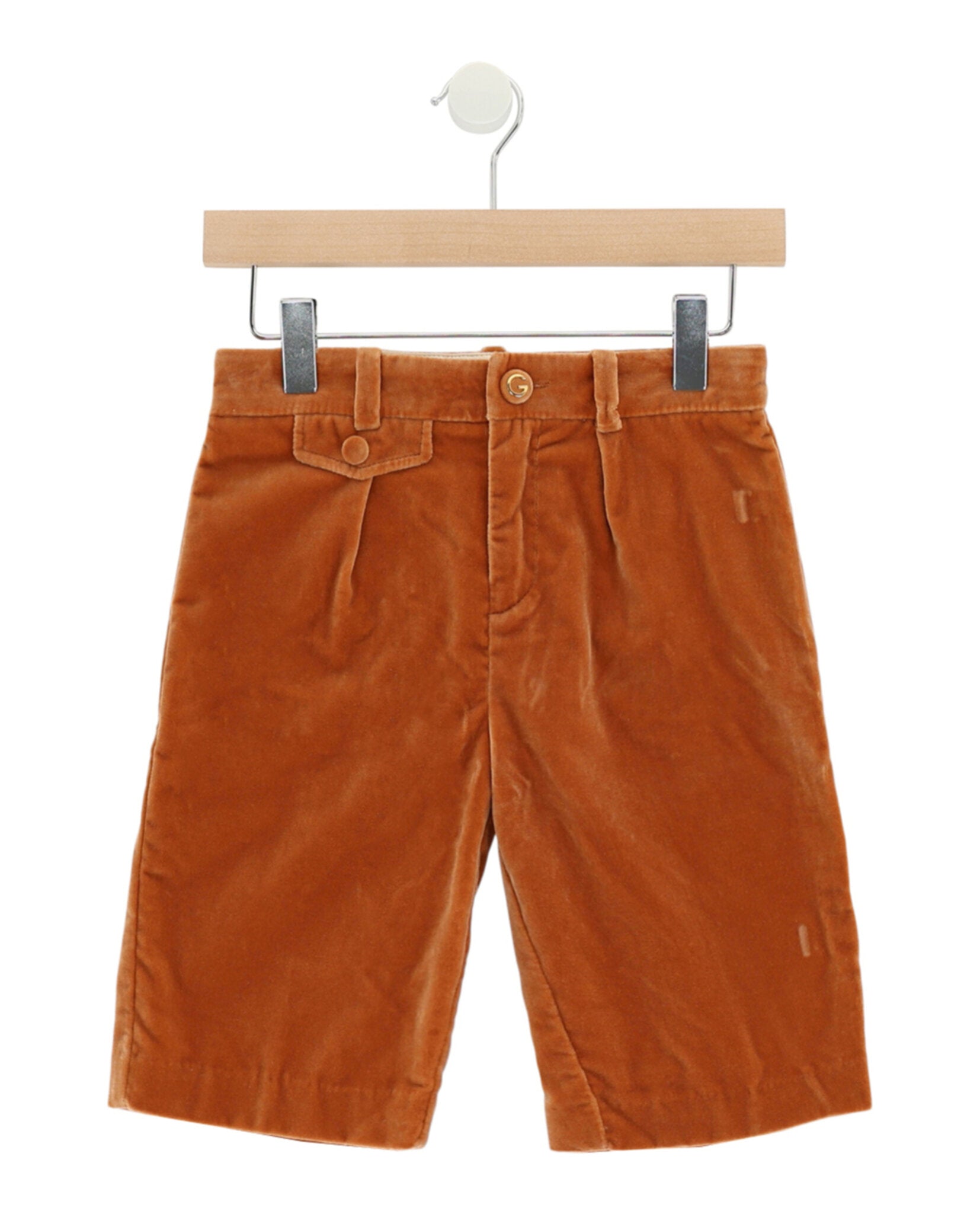Gucci Boys Pleated Velvet Shorts Red Orange