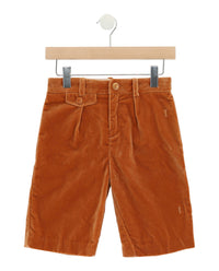 Gucci Boys Pleated Velvet Shorts Red Orange