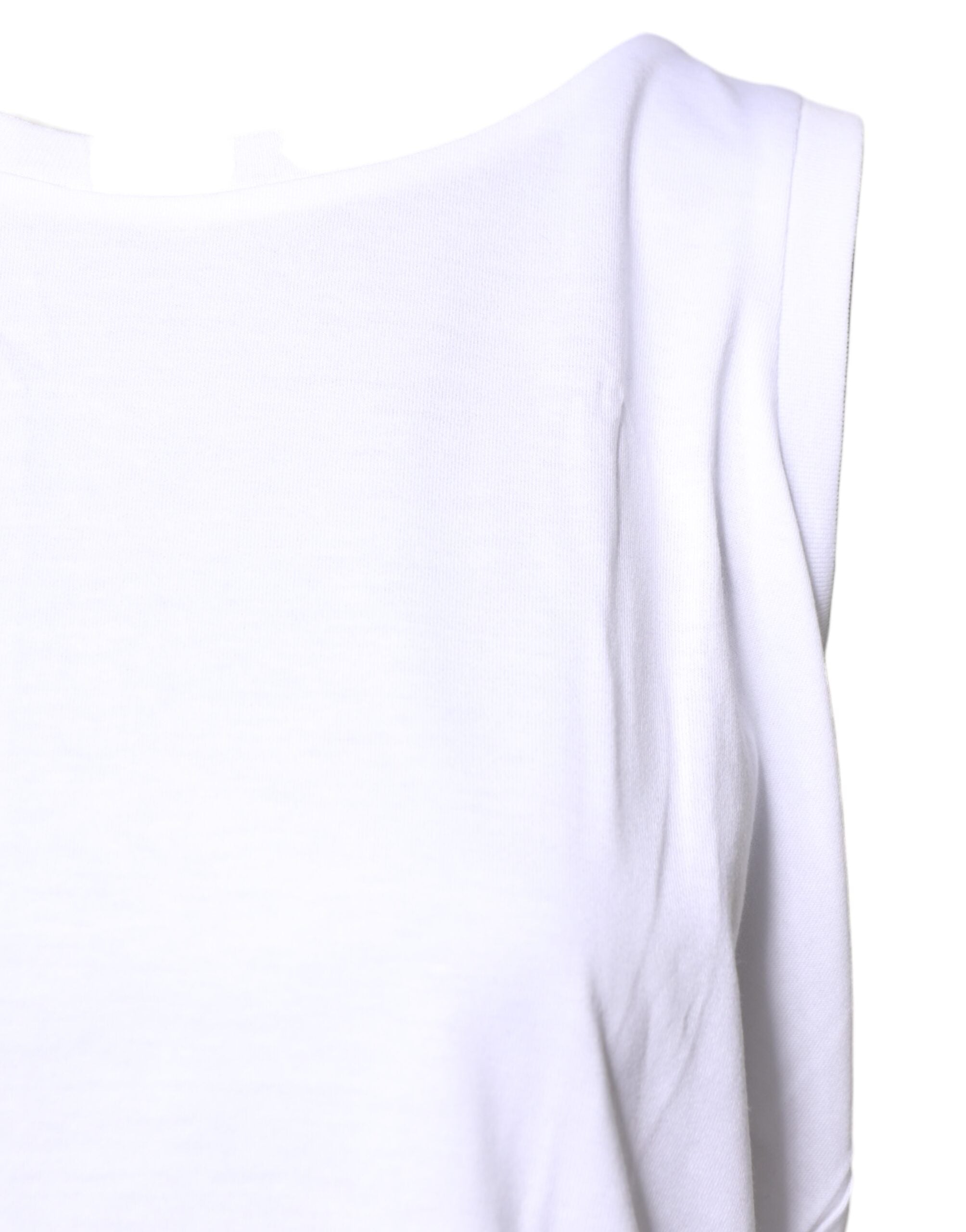Dolce & Gabbana White Cotton Sleeveless Crew Neck Women's T-shirt