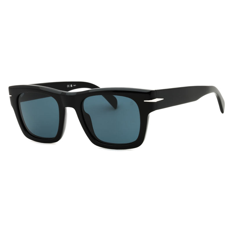David Beckham Sunglasses Rectangle Full Rim, Black Frame and Blue Lens DB7099/S0807KU