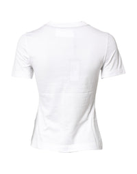 Dolce & Gabbana White Cotton Graphic Print Crew Neck Women's T-shirt