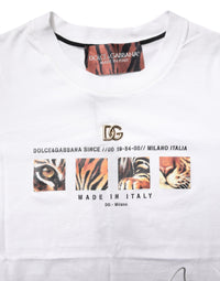 Dolce & Gabbana White Cotton Graphic Print Crew Neck Women's T-shirt