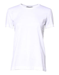 Dolce & Gabbana White Cotton Crew Neck Short Sleeves Women's T-shirt