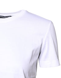 Dolce & Gabbana White Cotton Crew Neck Short Sleeves Women's T-shirt