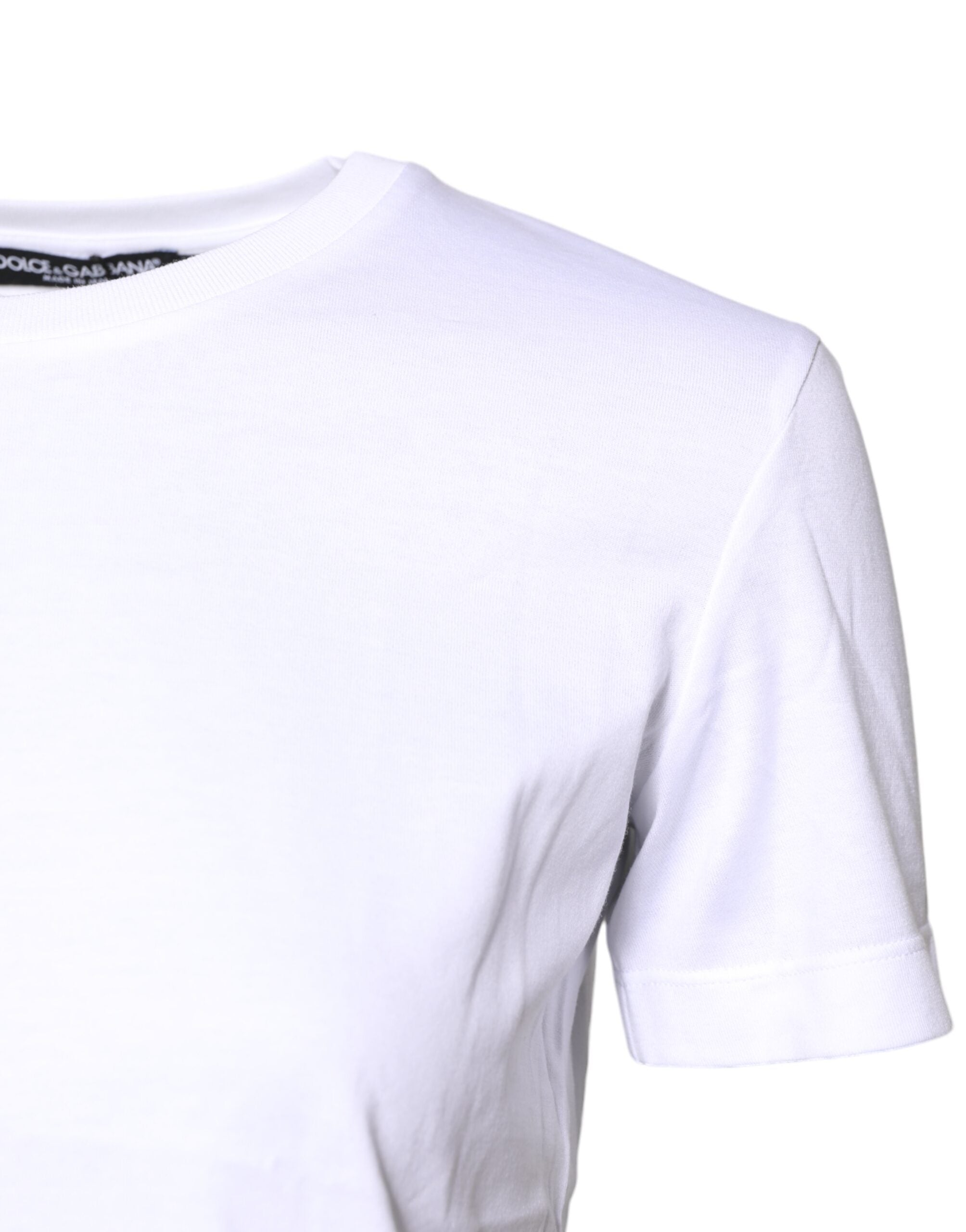 Dolce & Gabbana White Cotton Crew Neck Short Sleeves Women's T-shirt