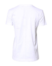 Dolce & Gabbana White Cotton Crew Neck Short Sleeves Women's T-shirt