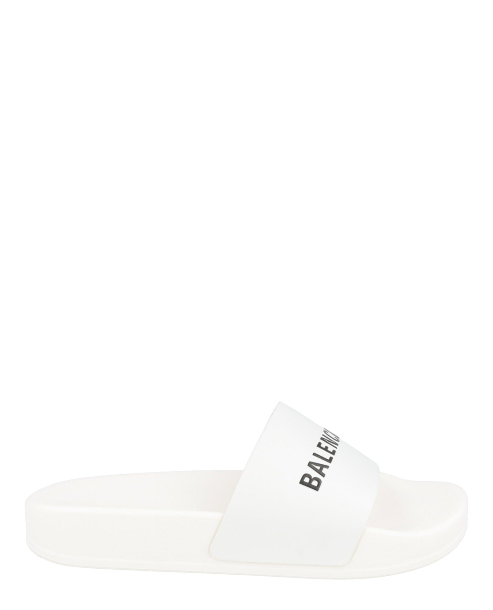 Balenciaga Unisex-Child Logo Pool Slides White