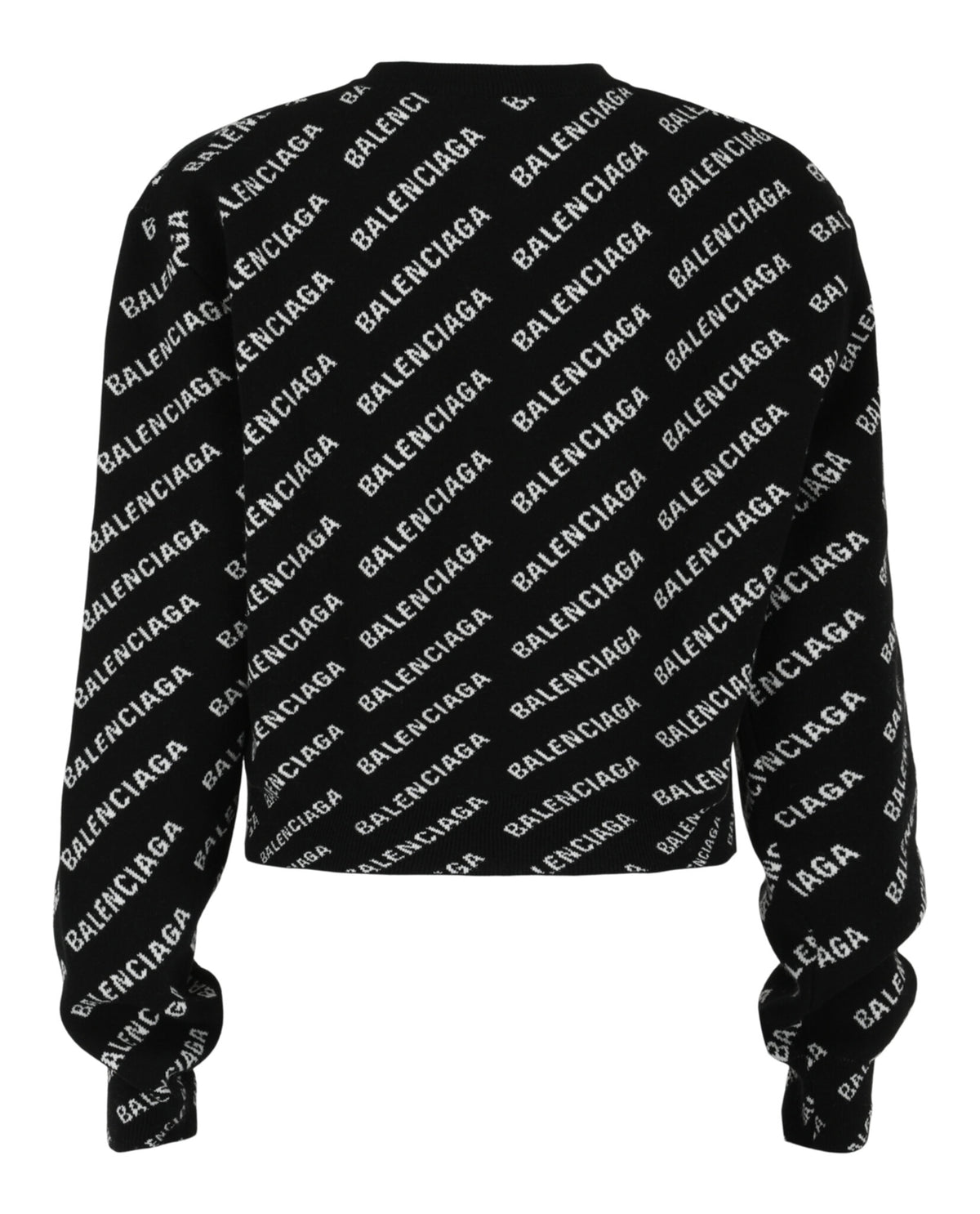 Balenciaga Womens Allover Logo Cropped Sweater